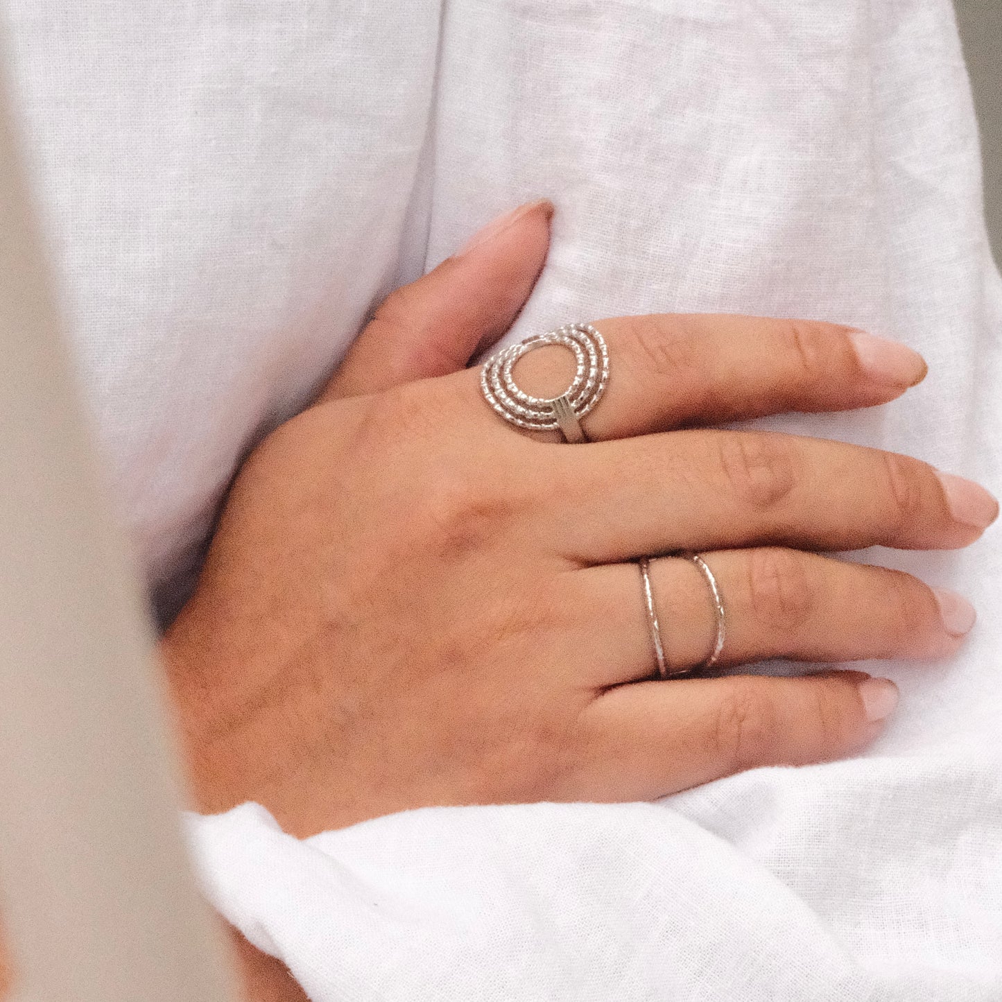 Anillo Doppio Texturizado Silver