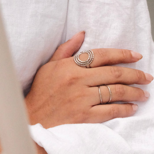 Anillo Doppio Texturizado Silver