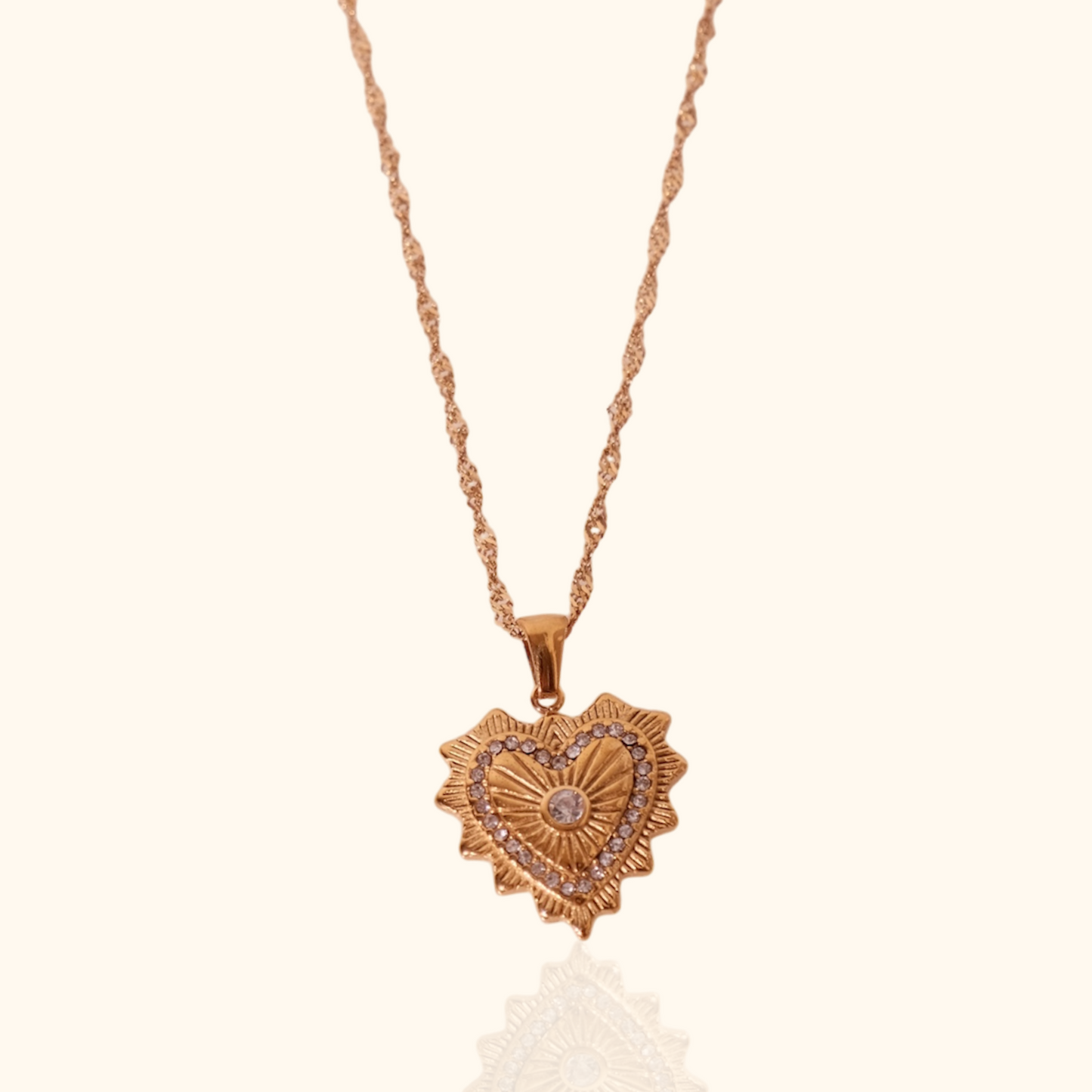 Cadena con corazon circones blancos